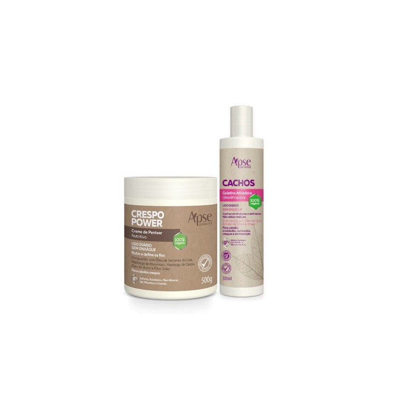 Apse Cosmetics - Curls and Kinky Hair Finishing Kit - Gelatin and Leave-in Cream (2 items) Beautecombeleza.com
