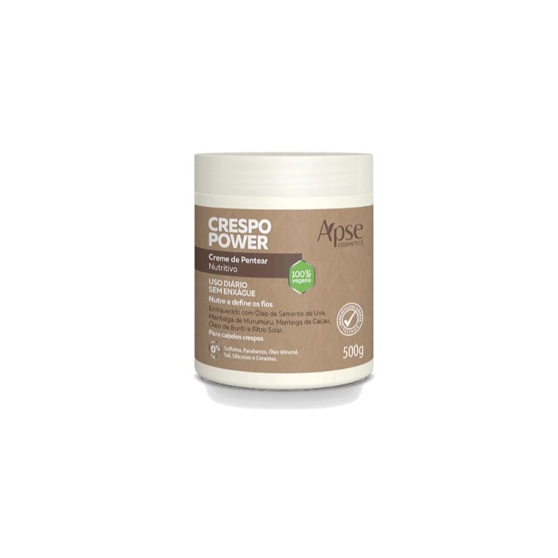 Crespo Power Creme de Pentear Nutritivo No Poo / Low Poo 500g - Apse Cosmetics 
 Beautecombeleza.com