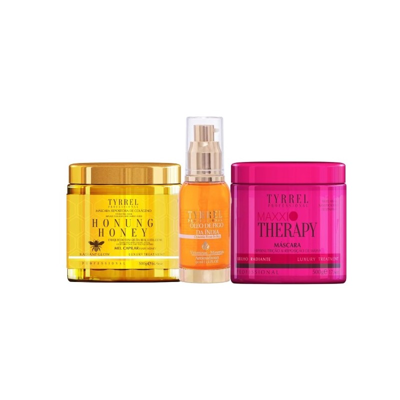 Tyrrel Maxxi Therapy + Honung Honey + Indian Fig Oil Hair Treatment Kit Beautecombeleza.com