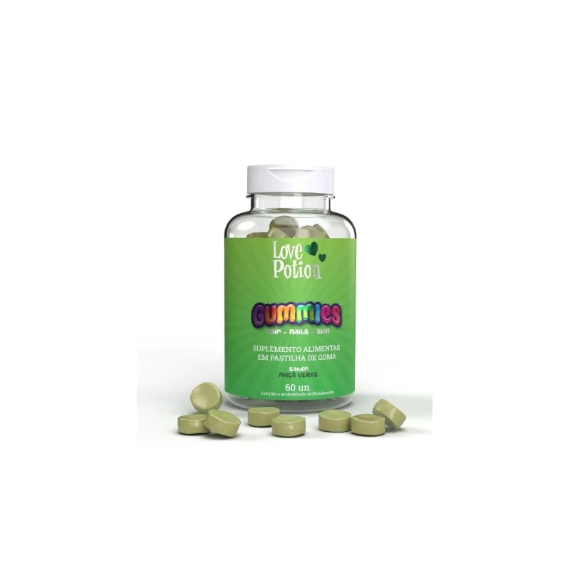 Green Apple Love Potion Gummies Hair Nails Skin Food Supplement Vitamins - (Imperial Measure Available) Beautecombeleza.com