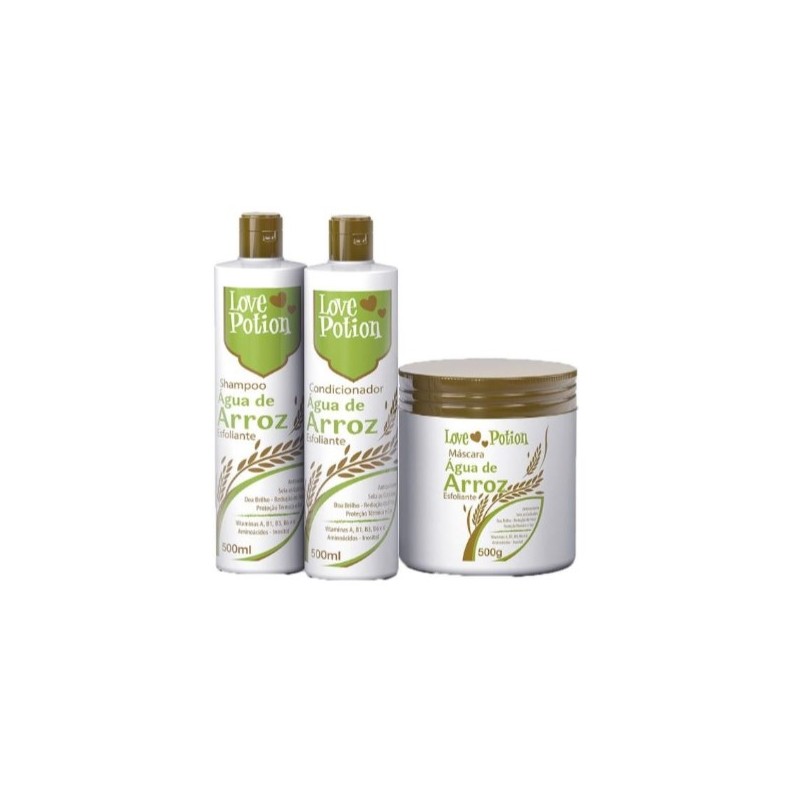 Água de Arroz Esfoliante Kit 3x500 - Love Potion Beautecombeleza.com