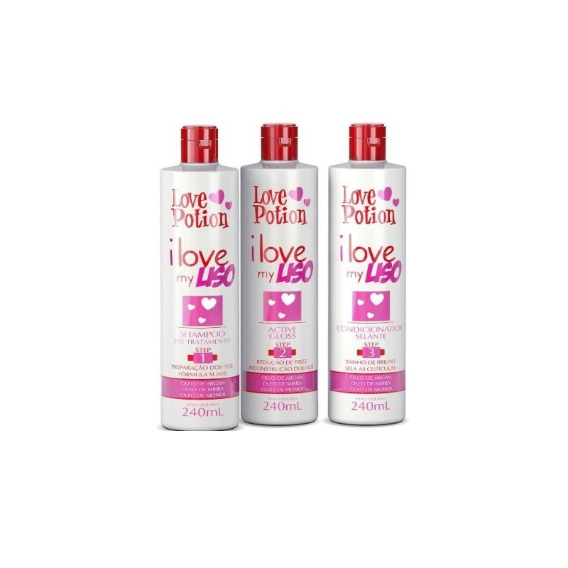 I Love My Liso Kit 3x240ml - Love Potion Beautecombeleza.com I Love My Liso Kit 3x240ml - Love Potion Beautecombeleza.com