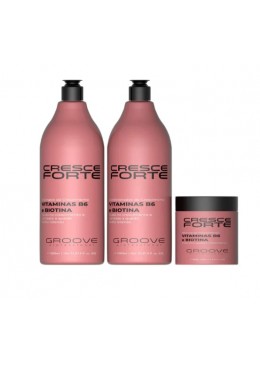 Cresce Forte Hair Strong Growth B6 Vitamins Biotin Treatment 3 Itens - Groove Beautecombeleza.com