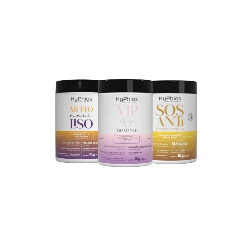 Vip Diamante + SOS Anti-Emborrachamento + Muito Mais Liso Kit 3x1kg - My Phios 
 Beautecombeleza.com