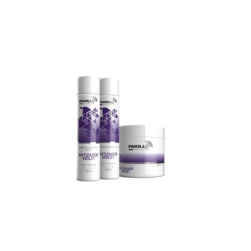 Matização Violet  Shampoo + Máscara + Condicionador Kit 3 -Paiolla Beautecombeleza.com