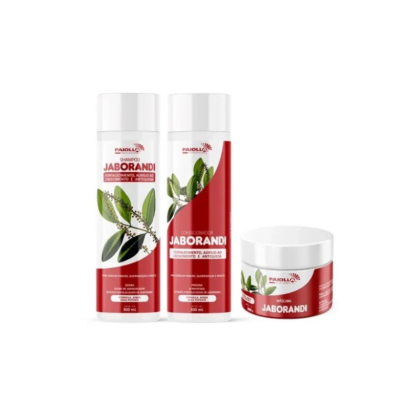 Jaborandi Hair Growth Fortifying Home Care Anti Loss Control Kit 3 Itens - Paiolla Beautecombeleza.com