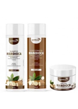Mandioca  Shampoo + Condicionador + Máscara Kit 3x300 - Paiolla