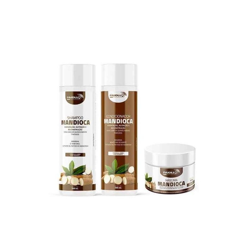 Manioc Shampoo + Après-shampooing + Masque Kit 3x300 - Paiolla