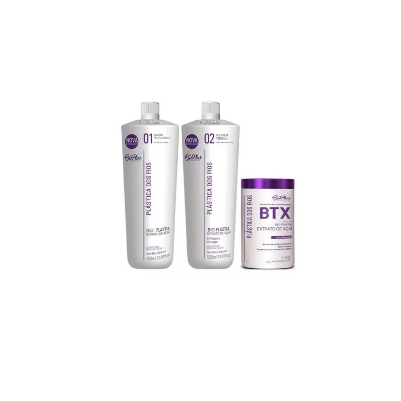 Plastica dos Fios Lissage Açai e Btx Kit 2x1L - Bio Plus  Beautecombeleza.com