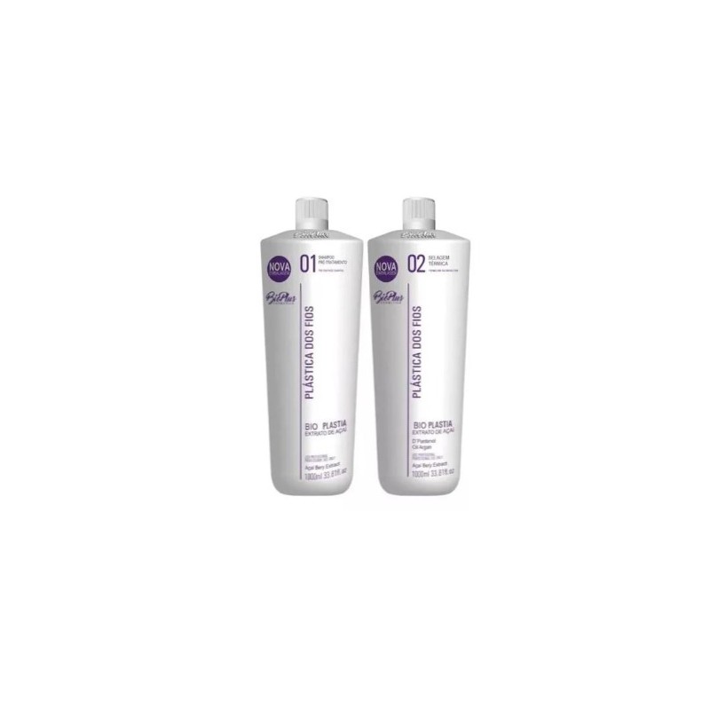 Bio Plus Plastica dos Fios Wires Hair Plastic Açai Treatment Bioplasty Kit 2x32 oz (2L) Beautecombeleza.com