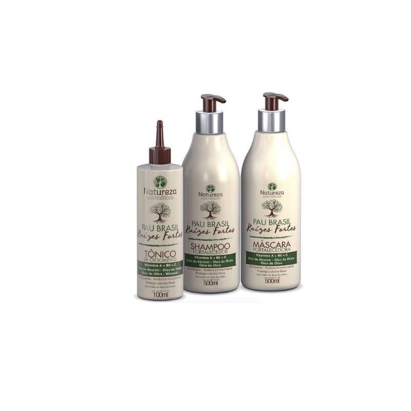 Anti Fall Brazilwood Roots Hair Protection Strength Growth 3 Prod. - Natureza Beautecombeleza.com