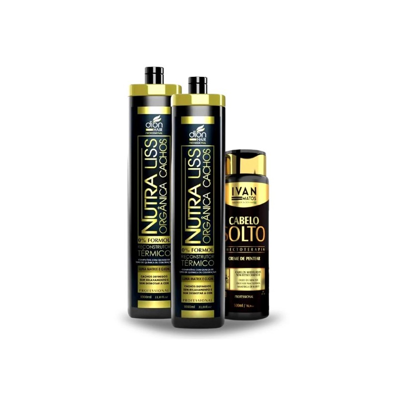 Nutraliss Orgânica Cachos + Creme Cabelo Solto Kit 3 - Dion Hair 
 Beautecombeleza.com