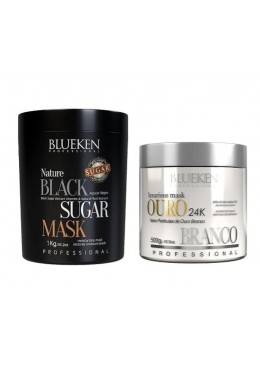 Masque Black Sugar 1Kg + Masque Ouro Branco 500g - Blueken Beautecombeleza.com
