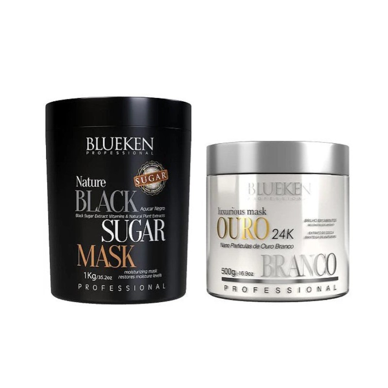 Máscara Black Sugar 1Kg + Máscara Ouro Branco 500g - Blueken Máscara Black Sugar 1Kg + Máscara Ouro Branco 500g - Blueken