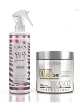 KeraKen Spécial Kératine Hydrolysée + Masque Luxurious Or Blanc Kit 2 -Blueken Beautecombeleza.com