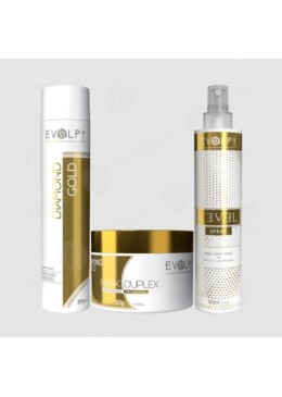 Diamond Gold Super X para Cabelos Ressecados e Quebradiços Kit 3 - Evolpy Liss