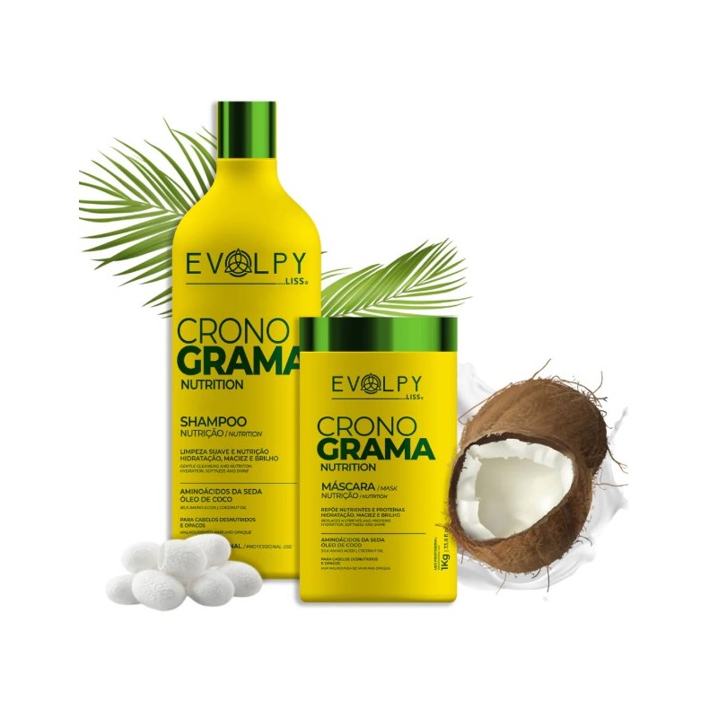 Cronograma Capilar Shampoo + Máscara de Nutrição Kit 2x1Kg - Evolpy Liss Cronograma Capilar Shampoo + Máscara de Nutrição Kit 2x1Kg - Evolpy Liss