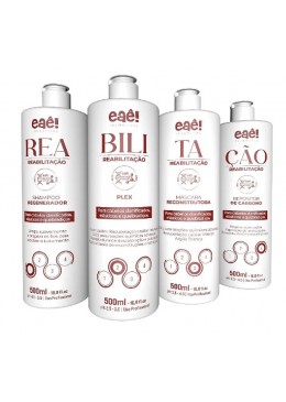 Reabilitação Reconstrução para Cabelos Danificados Kit 4x 500ml - Eaê Cosmetics 
 Beautecombeleza.com