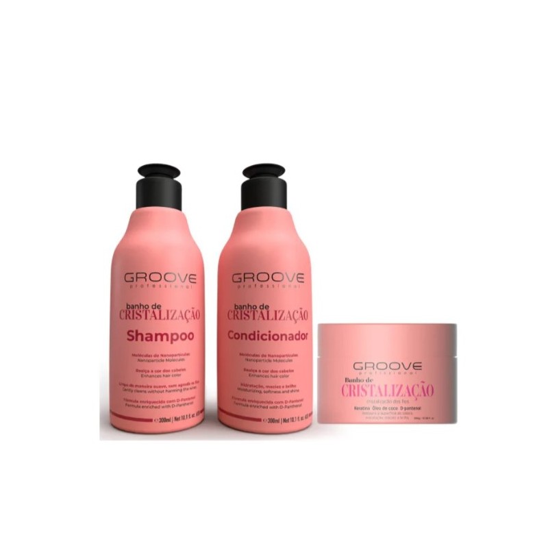 Bain de Cristallisation D'Pantenol, Kératine et Huile de Coco Kit 3x300 - Groove Beautecombeleza.com Bain de Cristallisation D'Pantenol, Kératine et Huile de Coco Kit 3x300 - Groove Beautecombeleza.com