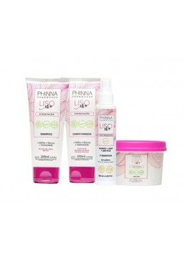 Liso D+ Smooth Hair Shine Hydration Treatment Home Care Mainteance Kit 4 Itens - Phinna Beautecombeleza.com