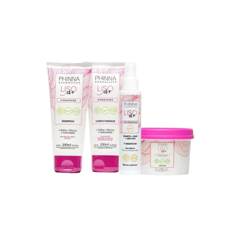 Liso D+ Hydratation Intense et un Adoucissement pour une Brillance Kit 4 Itens - Phinna Beautecombeleza.com Liso D+ Hydratation Intense et un Adoucissement pour une Brillance Kit 4 Itens - Phinna Beautecombeleza.com