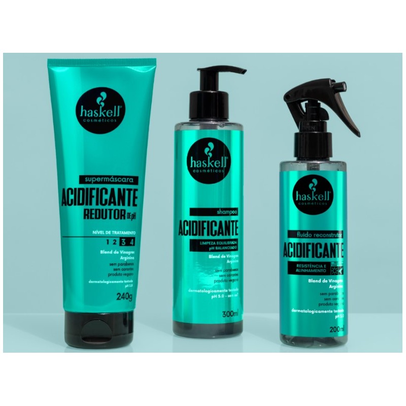 Supermáscara Acidificante Redutor de pH Kit 4 - Haskell Beautecombeleza.com Supermáscara Acidificante Redutor de pH Kit 4 - Haskell Beautecombeleza.com