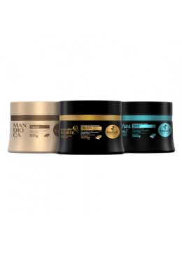 Cronograma para Cabelos Cacheados Kit 3x300g - Haskell Beautecombeleza.com