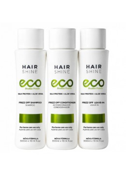 Eco Brazilian Proteina Cuidados Diários Kit 3X300ml - Hair Shine Beautecombeleza.com