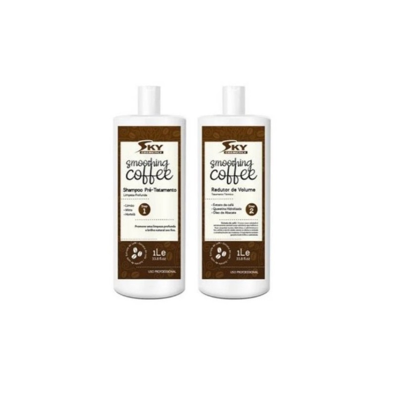 Smoothing Coffee Volume Reducer Thermal Treatment Kit 2x1L - Sky Cosmetics Beautecombeleza.com